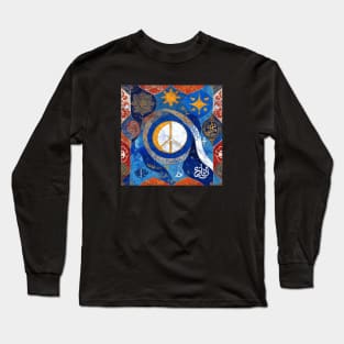 Peace Symbol anti war design Islamic Judaica style art protest march Israel Palestine Long Sleeve T-Shirt